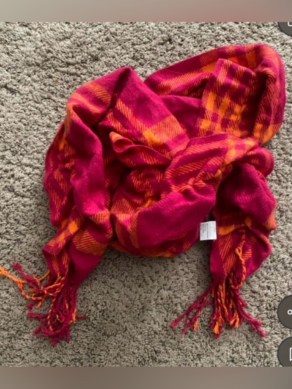 Women’s Pink and Orange Plaid Scarf